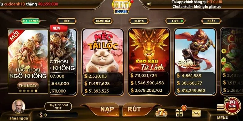 Vô số tựa game nổ hũ hấp dẫn tại trang chủ của web