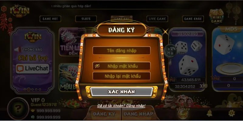 Các thông tin đăng ký cần điền để trở thành thành viên trang cược
