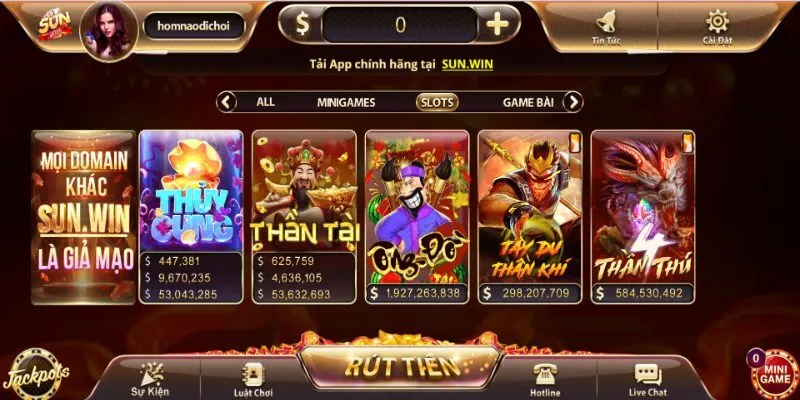 Các tựa game Nổ hũ với jackpot trăm triệu tại Sunwin