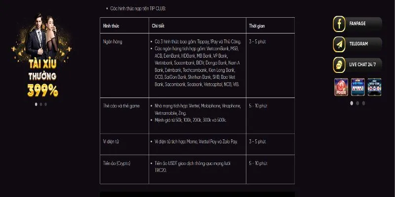 Các hình thức nạp tiền tại trang cược uy tín
