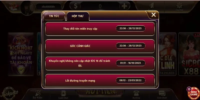 Thông báo đến thành viên trang cược khi truy cập hệ thống